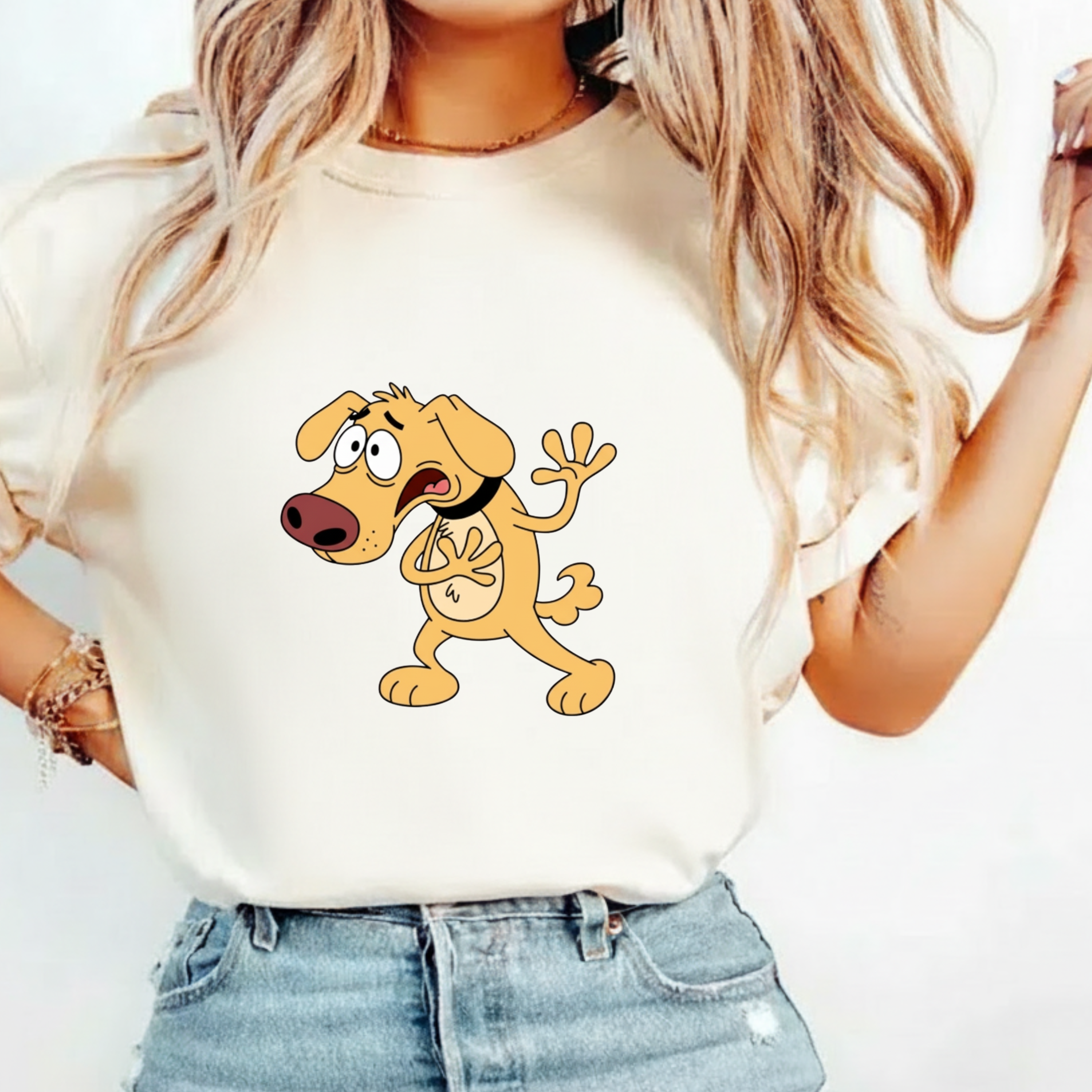 Cartoon Shocked Dog T-Shirt — Funny Animated Pup Graphic Tee